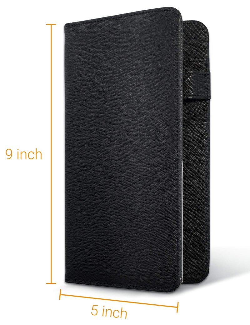 Zreal Server Book With Zipper Pocket, 5 X 9 Waitress Book, Magnetic Closure Pocket, Big Volume, Guest Check With Pen Holder for Waiter Server Wallet Fit Waitress Apron (Black) - Image 2